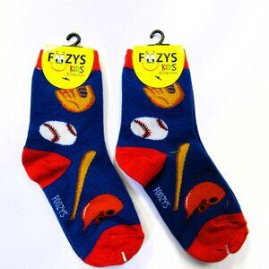 2 Pairs Foozys Kids Collection Boys Girls Unisex  Novelty Fun Socks Baseball